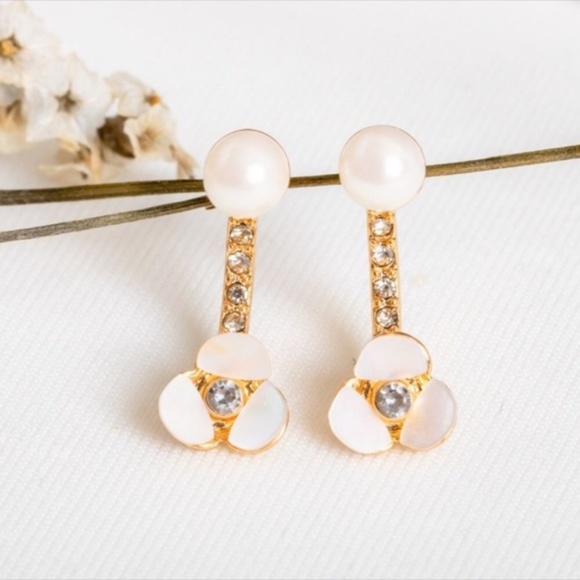 Kate Spade Gold Disco Pansy Ear Jacket Earrings - Picture 2 of 8